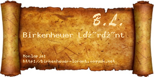 Birkenheuer Lóránt névjegykártya